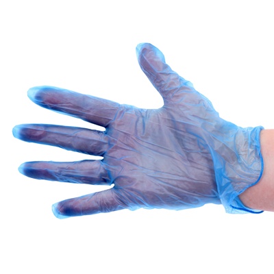 Disp.vinyl gloves BLU 100pcs L