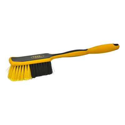 Soft industrial hand scrubbing broom with long handle - 26 cm - BLACK/YELLOW