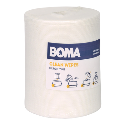 Clean Wipes Roll - 18.5 x 19 cm - WHITE - 250 pieces per roll