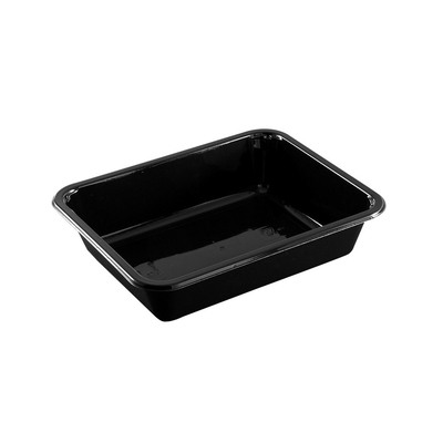 Rect. CPET Container 1 Comp Black 227x177x35mm 1000ml 320pcs