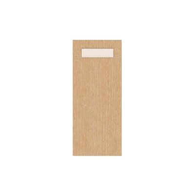 Sac à couverts avec serviette 2 couches - éco recyclé - 20 x 8,5 cm - 500 pièces - BRUN