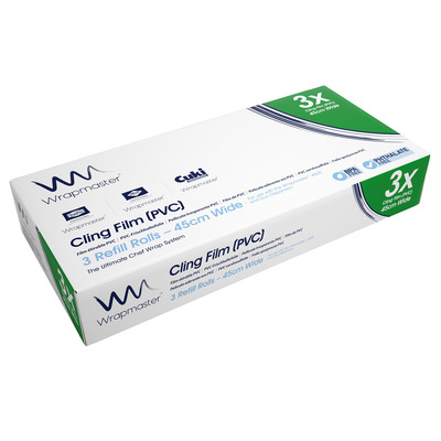 Wrapmaster Refill Pvc Film - 45 cm x 300 m - 7mµ - 3 stuks