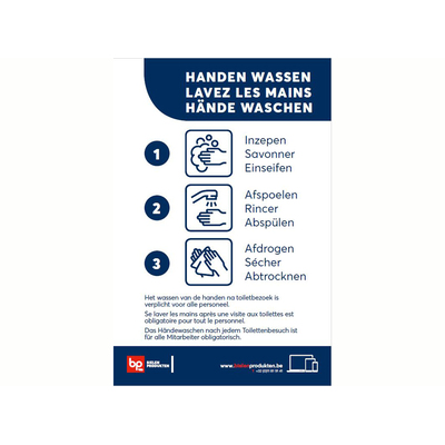 Hand Washing Sticker NL/FR/DE