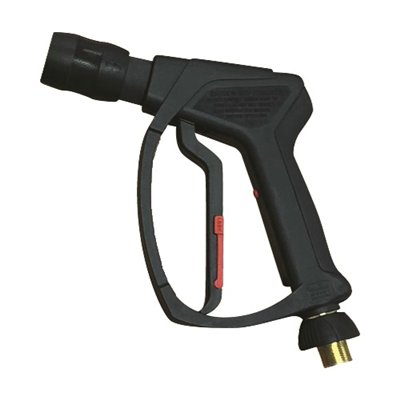 Pressure washer gun with quick-action coupling