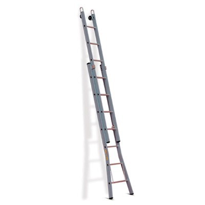 Échelle de laveurs de vitres 2 éléments avec base évasée - 2 x 10 marches - 3,85/6,65 m - 18 kg - distance de l'échelon 35 cm