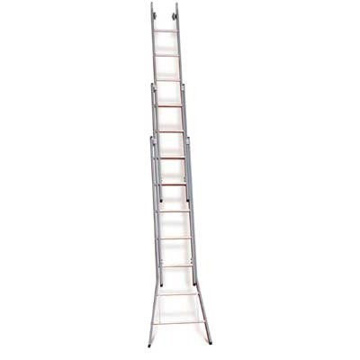 Échelle de laveurs de vitres 3 éléments avec base évasée - 3 x 7 marches - 2,80/6,30 m - 20 kg - distance de l'échelon 35 cm