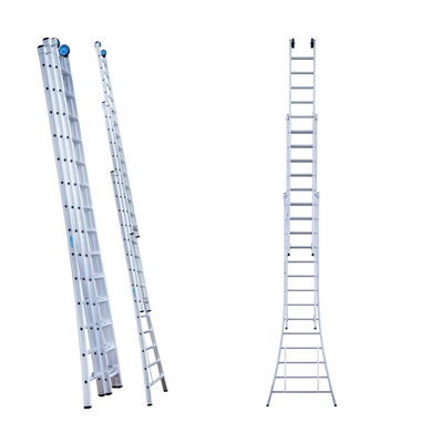 3-section extension ladder - 3 x 14 rungs- 3.75/8.25 m - 31.4 kg