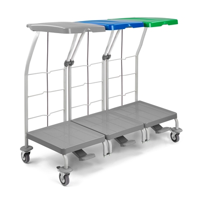 Pedal bag holder with lid - metal - 3 sections - mounted