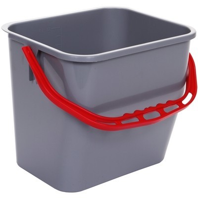 Bucket 12L GREY handle RED