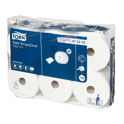 Tork SmartOne Advanced toiletpapier - 2 laags - 1150 vel - 207 m x 13,5 cm - WIT - 6 rollen - 472242