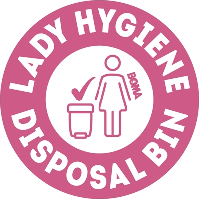 Sticker 'Lady Hygiene Disposal Bin' - 60 mm diameter - 6 stickers per sheet