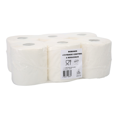 100163: Maxi multirol - Centerfeed - zuiver tissue - 2 laags - 103.5 m - 450 vel - gewafeld - WIT - 6 rollen