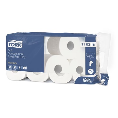 210058: Tork Premium Soft Toilet Paper Roll - 3 pli - 29.5 m x 9.4 cm - 9 x 8 pices - 110316