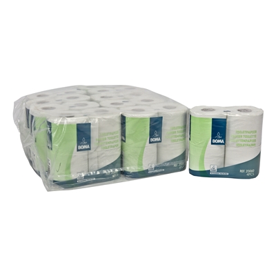 213060: Traditioneel toiletpapier - recycled tissue - 2 laags - 400 vel - gewafeld - WIT - 40 rollen (10x4)