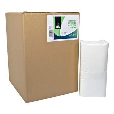 214053: Serviettes - tissu recycl - 1 pli - 33 x 31 cm - BLANC - 4500 pices (9x500)