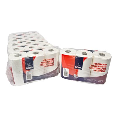 214060: Traditioneel toiletpapier - zuiver tissue - 2 laags - 400 vel - gewafeld - WIT - 42 rollen (7x6) (tijdelijk onbedrukte folie)