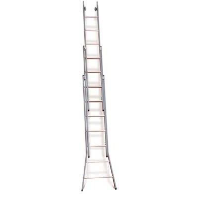 660313: Ruitenwasladder 3-delig met uitgebogen bomen -  3 x 13 treden - 4,90/11,20 m - 40 kg - 35 cm optrede