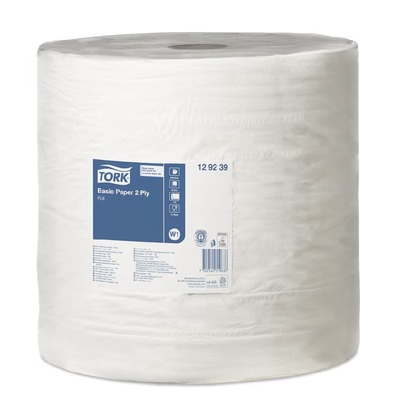 771008: Tork Universal Basic poetspapier - 2 laags - 680 m x 36,9 cm - 2000 vel - 1 rol - WIT - 129239