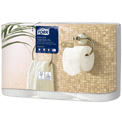 771106: Tork Premium traditioneel toiletpapier - extra zacht - 4 laags - 150 vel - 7 x 6 rollen - WIT - 110406
