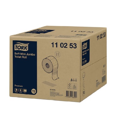 779430: Tork Premium Mini Jumbo toiletpapier - 2 laags - 170 m x 9,7 cm - 850 vel - 12 rol - WIT - 110253