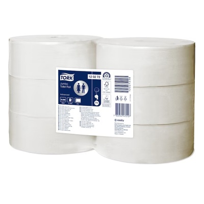 T120274: Tork Advanced Jumbo toiletpapier - 2 laags - 360 m x 9,4 cm - 6 rollen - WIT - 120272