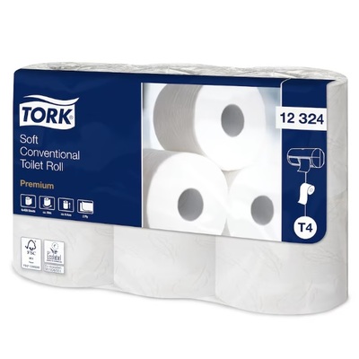 T12324: Tork Premium zacht traditioneel toiletpapier - 2 laags - 50 m x 9,4 cm - 7 x 6 rollen - 400 vel - WIT - 12324